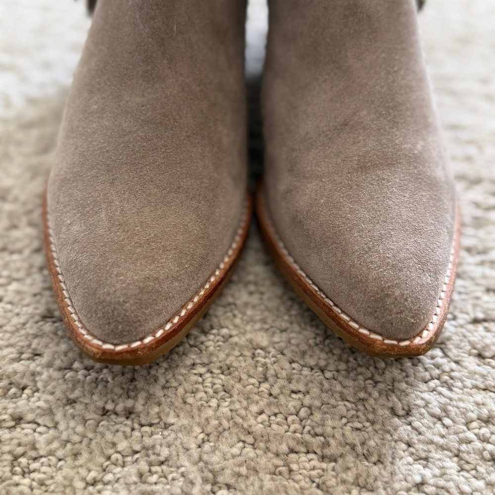 JEFFREY CAMPBELL Hastings Suede Fringe Western Ankle Boots WOMEN 8.5 Taupe BOHO - Picture 6 of 12
